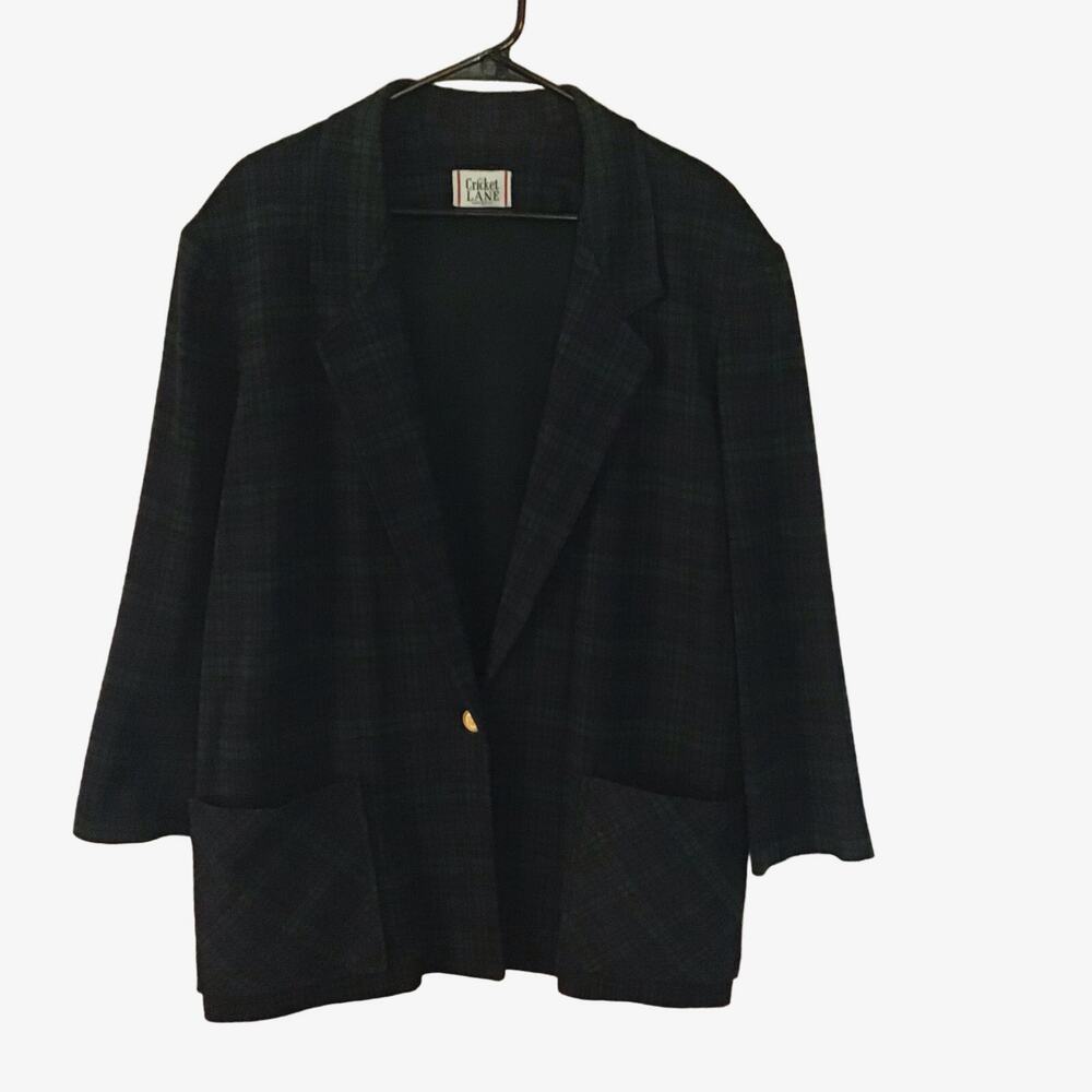 Vintage Cricket Lane Black Watch Plaid Blazer size 38